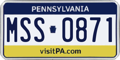 PA license plate MSS0871