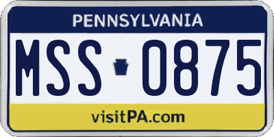 PA license plate MSS0875