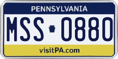 PA license plate MSS0880