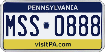PA license plate MSS0888