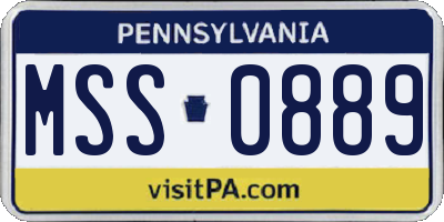 PA license plate MSS0889