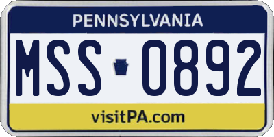 PA license plate MSS0892