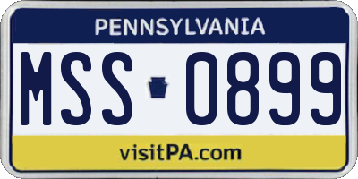 PA license plate MSS0899