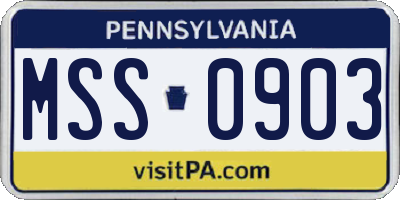 PA license plate MSS0903