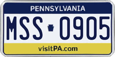 PA license plate MSS0905
