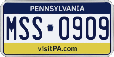 PA license plate MSS0909
