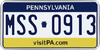 PA license plate MSS0913