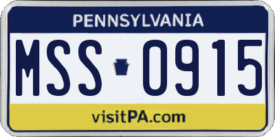 PA license plate MSS0915