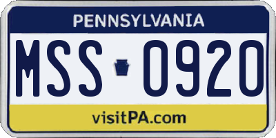 PA license plate MSS0920