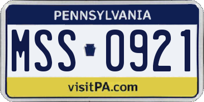 PA license plate MSS0921
