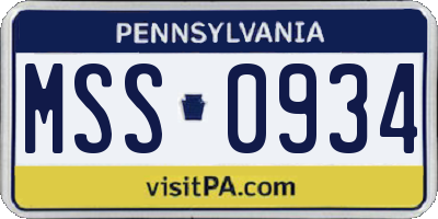 PA license plate MSS0934