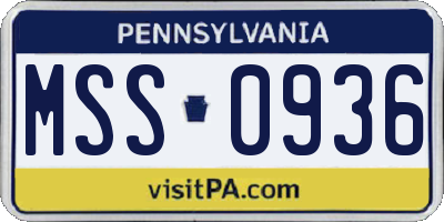 PA license plate MSS0936