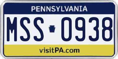 PA license plate MSS0938