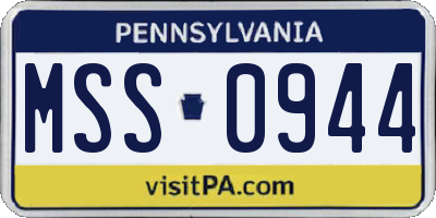 PA license plate MSS0944