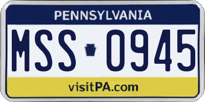 PA license plate MSS0945
