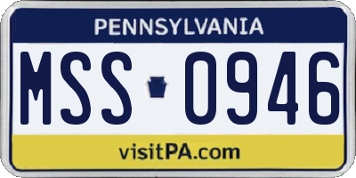 PA license plate MSS0946