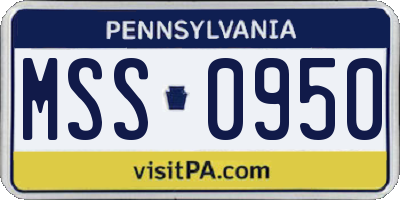 PA license plate MSS0950