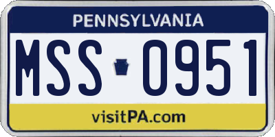 PA license plate MSS0951