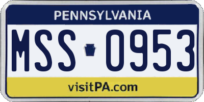 PA license plate MSS0953