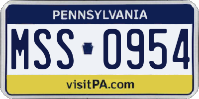 PA license plate MSS0954