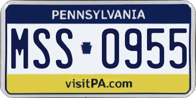 PA license plate MSS0955