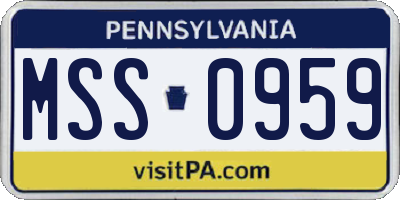 PA license plate MSS0959