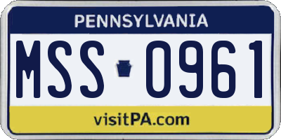 PA license plate MSS0961
