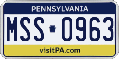 PA license plate MSS0963