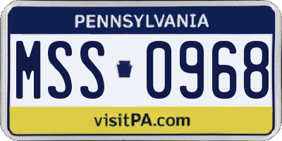 PA license plate MSS0968