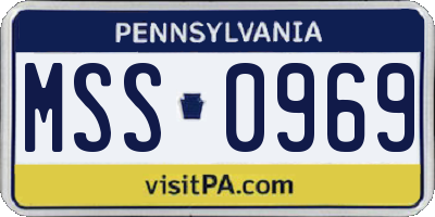 PA license plate MSS0969