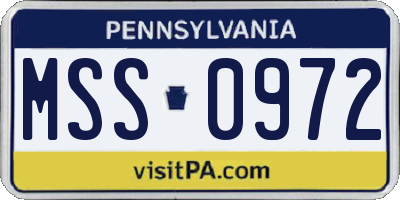 PA license plate MSS0972