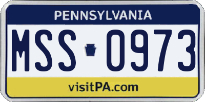 PA license plate MSS0973