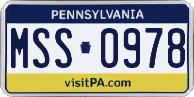 PA license plate MSS0978