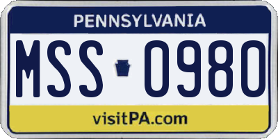 PA license plate MSS0980