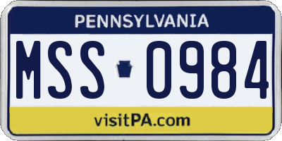 PA license plate MSS0984
