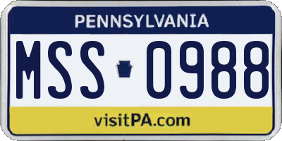 PA license plate MSS0988