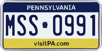 PA license plate MSS0991