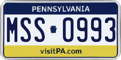 PA license plate MSS0993