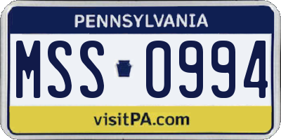 PA license plate MSS0994