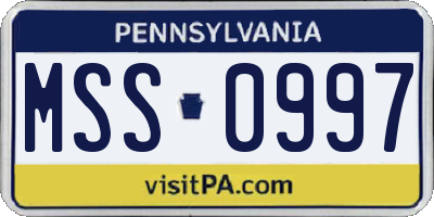 PA license plate MSS0997