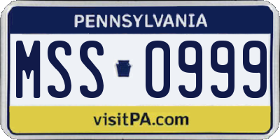 PA license plate MSS0999