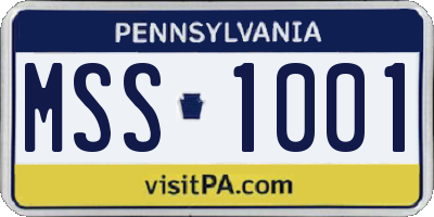 PA license plate MSS1001