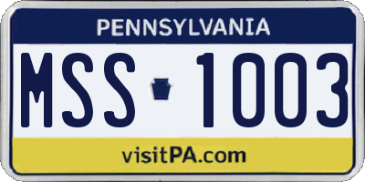 PA license plate MSS1003