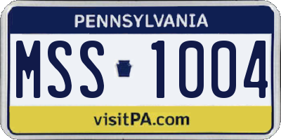 PA license plate MSS1004