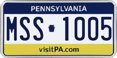 PA license plate MSS1005
