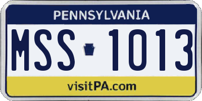 PA license plate MSS1013