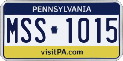 PA license plate MSS1015