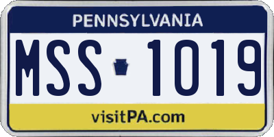 PA license plate MSS1019