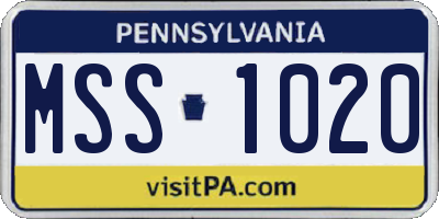 PA license plate MSS1020