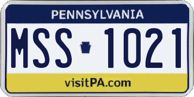 PA license plate MSS1021